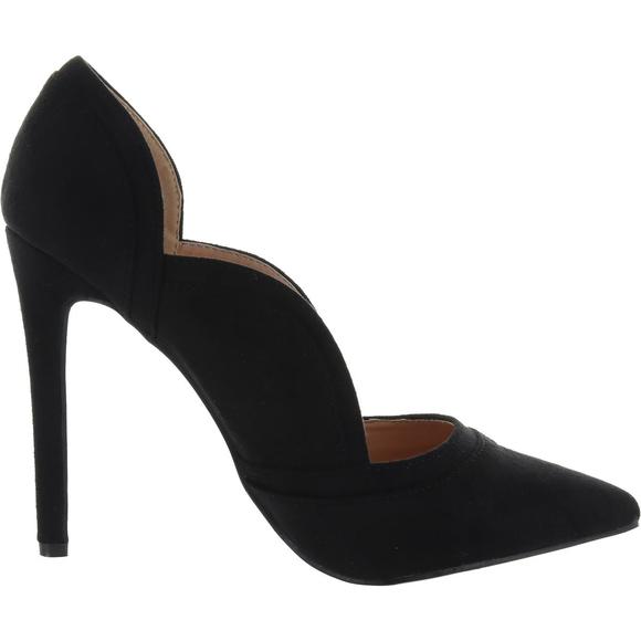 Journee Collection Womens Adley Black Faux Suede Dress Heels Shoes NWT - Picture 2 of 3